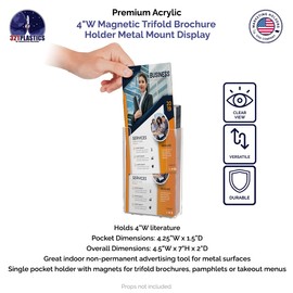 6 Pack Magnetic Trifold Holder with Hardware for 4" Menus Rack Cards Maps and Printed Literature Perfect for Metal Surface Mounting in Auto Shops Retail Shops or Big Box Stores by Marketing Holders