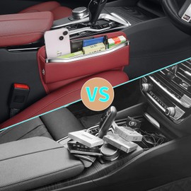 HOLDCY Car Seat Gap Filler Organizer - Leather Console Side Pocket Seat Storage - Stylish and Practical Car Accessories for Cars,SUV,Truck (Red - 2 Pack)