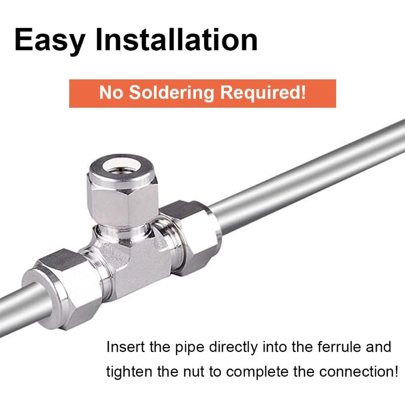 Φ1/4, 3 Way Tee Quick Connector, Push to Connect Air