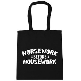 Hippowarehouse Horsework before Housework Tote Shopping Gym Beach Bag 42cm x38cm, 10 litres