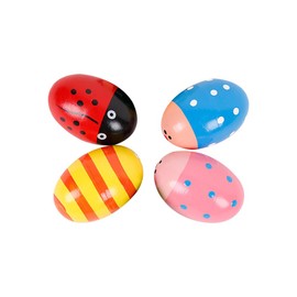 UUYYEO 4 Pcs Wooden Egg Maracas Kids Hand Percussion Shakers Wooden Percussion Eggs Musical Easter Eggs Easter Wooden Egg Shakers Wood Baby Rattles for Adults Kids
