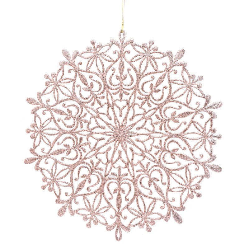 Toyland® Pack of 2-39cm Rose Gold Glitter Snowflake Pendant Christmas