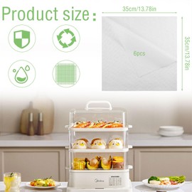 6pcs Reusable Food Grade Silicone Steamer Liners Mesh Non -Stick Steamed Square Shape Baking Pastry Dim Sum Steamer Papers Bamboo Dumpling Mat (Square)