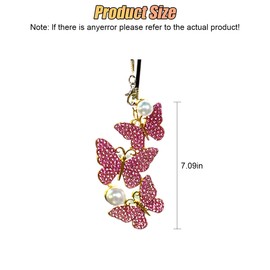 UHANBUT Bling Butterfly Diamond Car Hanging Accessories, Lucky Rhinestone Crystal Car Rear View Mirror Charm Decoration for Women, Cute Interior Ornament Pendant Accessories for Cars (Purple)