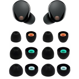 BLUEWALL Ear Tips eartips Earbuds Tips Compatible with Sony WF-1000XM5, Fit in Case Earbuds Slicone Tip Compatible with Sony WF-1000XM5 6 Pairs SML Black