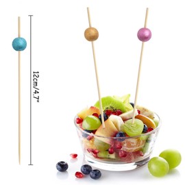 Bekeify Cocktail Stick Pack of 200 Wooden Cocktail Picks Mixed Colours 12 cm Natural Wood Skewers Cocktail Sticks Finger Food Skewers Toothpicks for Sandwiches Drinks Summer Luau Party Accessories Decorations