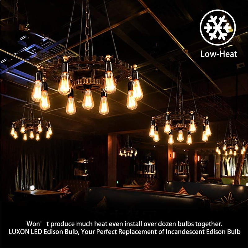 LUXON LED Edison Bulb,Dimmable,4Watt,Equivalent 40W,2700K Warm White,Amber Glass Antique Vintage