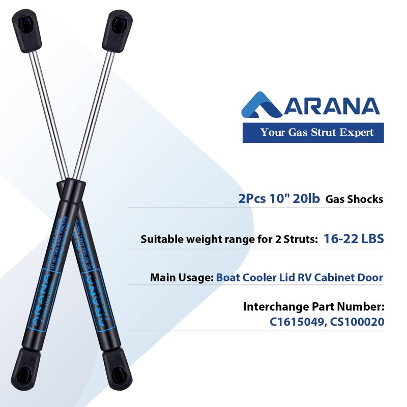 ARANA 10 Inch 45 Lbs Gas Struts ML99-45, 10" Truck