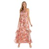 R&M Richards Women's Bright Floral Satin Peplum Halter Maxi Dress