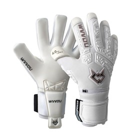 WVVOU Goalkeeper Gloves for Men and Teenagers, High Performance Goalkeeper Gloves Children with 5 Removable Fingersave, Football Gloves with 4 mm Sticky Latex on the Palm. (White, 8)