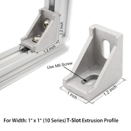 20Sets 10 Extrusion Brackets 1" x 1" 1010 Series Aluminum Extrusion Profiles Connector Set, 20pcs 10 Extruded Aluminum Corner with T Slide Nuts Bolts for 10 Series Extrusion Profiles Rail
