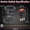 Round Rocker Switch, 12V Toggle Switch, Waterproof Lighted LED On/Off