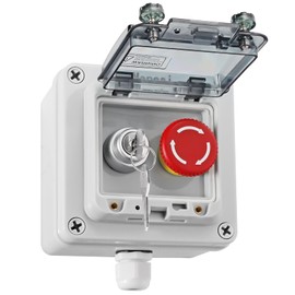 IP67 Outdoor Waterproof Button Switch Box Emergency Stop Button Switch,Key Button Switch with Protective Cover Anti-Misoperation Switch