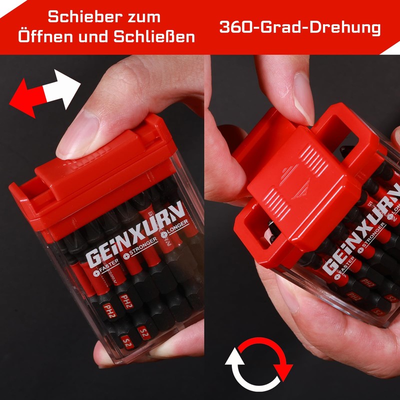 Geinxurn Pozidriv Impact Resistant Screwdriver Bits Set, 45 Pieces, 50