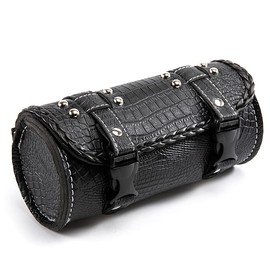 APEBAZY Universal Motorcycle Handlebar Bag Quick Release Crocodile PU Leather Waterproof Tool Bag with 2 Fixing Straps