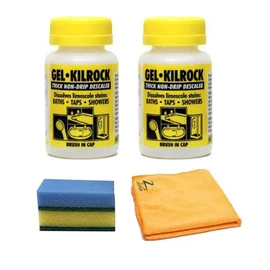 Kilrock Gel | 160ml Multi-Purpose Descaler With 1x Microfiber Cloth & 2x Cleaning Sponge | For Appliances, Sinks, Taps, Tiles and Any Surfaces | Pack of 2