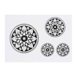 4 x 'Flower Mandala' Temporary Tattoos - Water Resistant, Skin-Safe, Non-Toxic Transfers, Mixed Sizes (TO00082392)