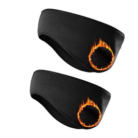 Venswell Ear Warmers for Men Women, Fleece Winter Headband Ear Muff Ear Cover for Cold Weather Running Cycling Ski (Black+Black)