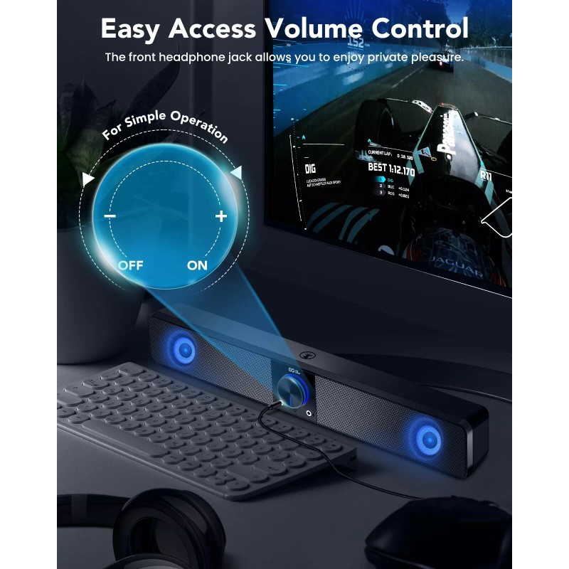 Elegiant ELEGIANT USB Powered Mini Soundbar Wired Computer Speaker