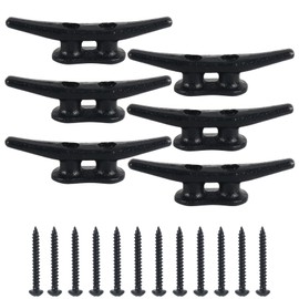 Dock Cleats 4 inch (6 Pack) Boat Dock Cleats with Screws Electrophoretic Black Iron Boat Cleats Marine Grade Dock Cleats Rope Cleats for Boat, Kayak, Rope Tie Down, Deck and Nautical Decor