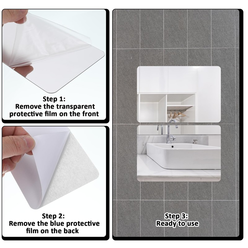 10 Pieces Plastic Shatterproof Mirror, 4 x 6 Inch Acrylic