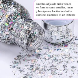 9pz Body Glitter Maquillaje Cabello Cuerpo Brillos Colores