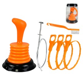 6PC Drain Clog Removal Tools, Hair Catcher Drain Auger Cleaner Tool Set, Drain Plunge, Drain Clog Remover, Drain Snake Hair Remover, Cleaning Brush, For Bathrooms, Kitchens, Sinks, Baths and Showers