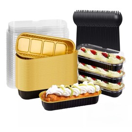 TOPTHEROAD 50Pcs Moldes para Hornear, MIni Moldes de Aluminio con Cucharas y Tapas Ideal para Pan, Pastel, Brownies Hornear