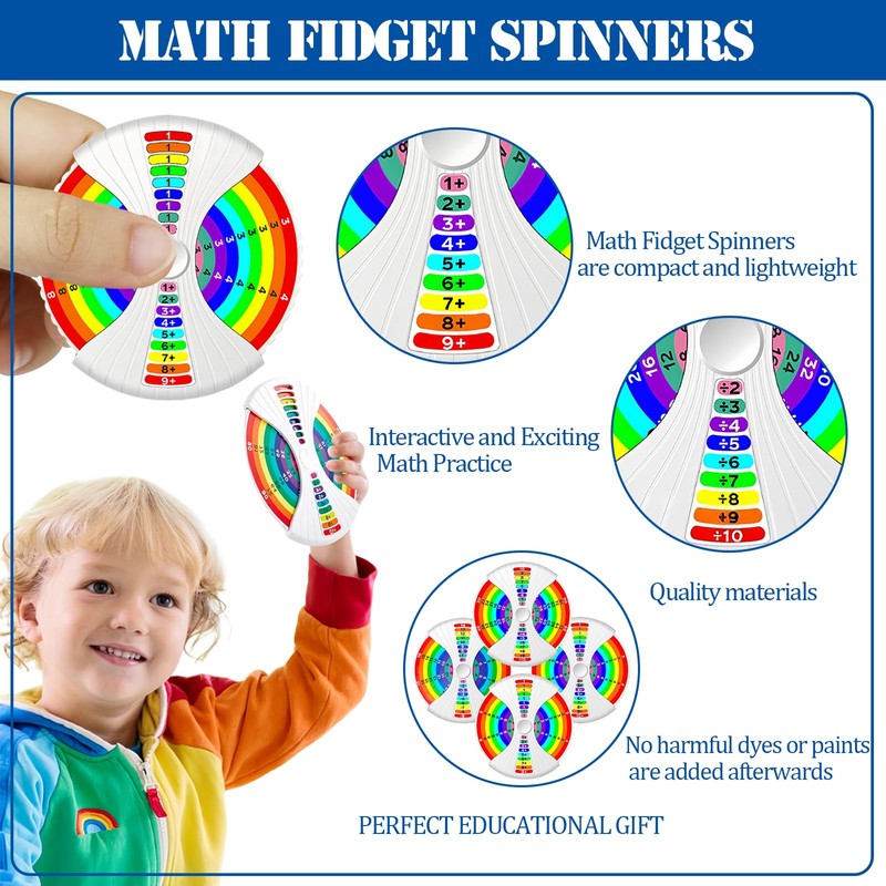 2Pcs New Math Fidget Spinner,Math Fact Fidget Spinners,Number Fidget Toy,Educational