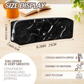Black Marble Pencil Case,PU Pencil Pouch, Portable Pencil Bag, Multipurpose Pen Case for Study & Office