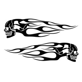 KIMISS Sticker Decals, 2Pcs Universal Motorcycle Gas Skeleton Flames Badge Decal Stickers (Black) flame decals for motorcycles