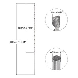 uxcell 5.5mm Twist Drill Bits, High-Speed Steel Straight Shank Extra Long Drill Bit 300mm Length for Wood Plastic Aluminum