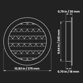 Repa Market 10 Inch (Duct Opening Size) Black Aluminum Gable Vent - Shed Vents with Screen - Round Wall Vent - Outside Vent Covers for House - Ceiling Air Vent Covers, Foundation Vents for Crawl Space