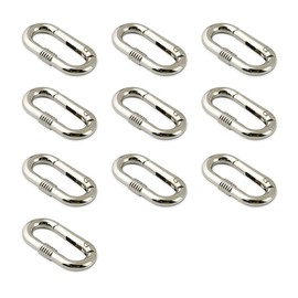 10 Pcs Spring Buckles Carabiner Clips Oval Rings Connector for Keychain Bag Purse DIY Crafts (Silver)