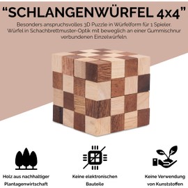 Cube – CUBE Snake Cube 4x4 Size L 8x8x8 cm – Snake – 3D Jigsaw Puzzle Made From Real Wood