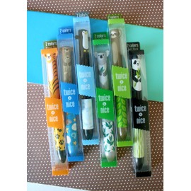 Twice as Nice 2 Color Click Pens - Cute Creatures - Set of 6