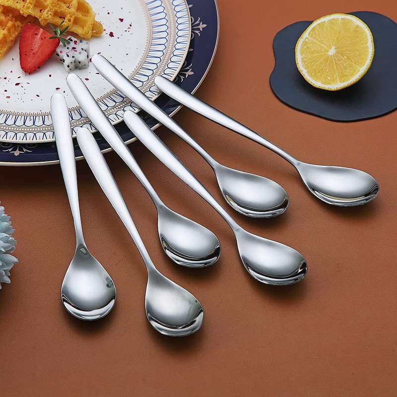 Teaspoons, 6 Piece Spoons Silverware, Stainless Steel Small Spoons, Tea