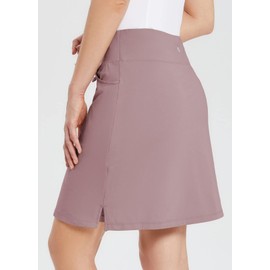 BALEAF Women's Skorts Skirts 20" Knee Length Cotton Casual High Waist Drawstring Modest Golf Skort with Pocket Burlwood M