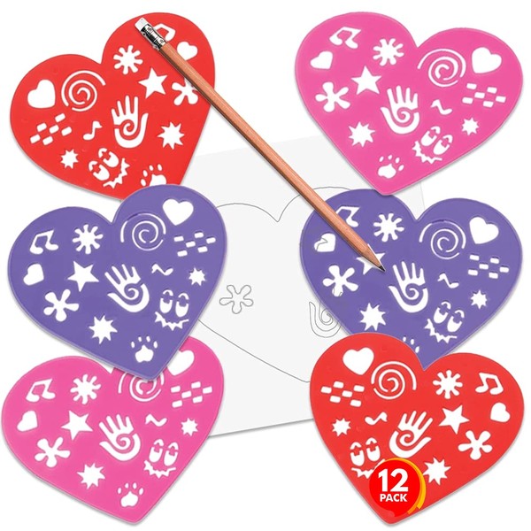 ArtCreativity Valentines Day Heart Stencil Set for Kids, Set of