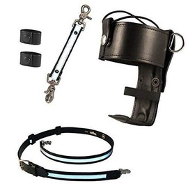 Boston Leather Firefighter's Bundle- Reflective Anti-Sway Strap for Radio Strap, Reflective Radio Strap/Belt with 2 Cord Keepers, Universal Firefighter's Radio Holder