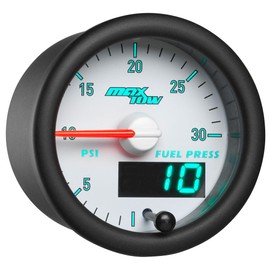 MaxTow Match 30 PSI Fuel Pressure Gauge Kit for Dodge Ram 5.9L 6.7L Cummins 3rd Gen Diesel Truck - Includes Electronic Pressure Sensor - Double Vision Display with Analog & Digital Readouts - 2-1/16"