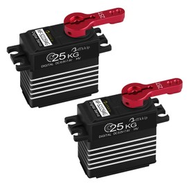 2Pack 25KG Digital Servo Motor High Torque RC Servo Full Metal Gear Waterproof with 25T Servo Arm for RC Car Crawler Robot Control Angle 180°