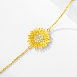 Fryneauy Flower and Cute Animal Anklet S925 Sterling Silver Jewellery for Women Ladies, Sterling Silver, No Gemstone