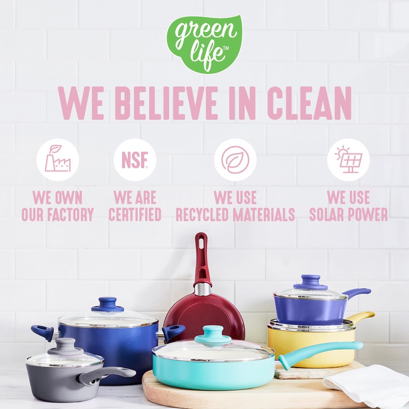 GreenLife 8 Piece Nonstick Cookware Set, Non-Toxic PFAS-Free Ceramic Pots