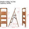 Step Ladder 3-Step Woodgrain Finish Aluminum Folding Step Ladders Wide