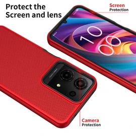 Mocotto for TCL K32/K33 5G 2025 Case with Tempered Glass Screen Protector,Dual Layer Heavy Duty Shockproof Protection (Red)
