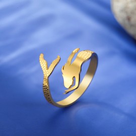 Dreamtimes Mermaid Ring Adjustable Stainless Steel Fairytale Little Mermaid Wrap Rings for Women Delicate Stackable Rings Adjustable Cute Ring, Stainless Steel, No
