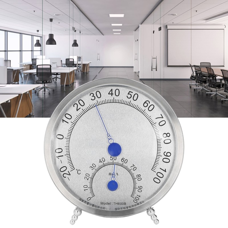 Round Thermometer Stainless Steel Waterproof Heat Resistant Thermometer Hygrometer for