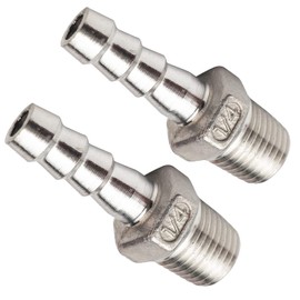 JENSWILL 3/8"(10mm) Hose Barb to 1/4" NPT Male Threaded- Stainless Steel Hose Fitting Connector Adapter Pipe Fitting Pack of 2