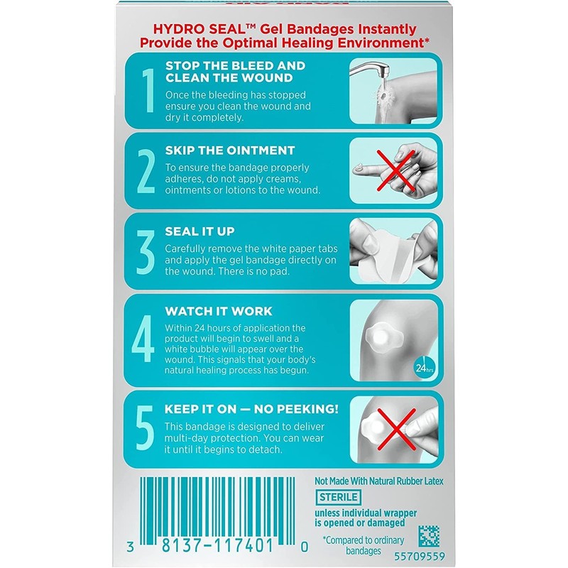 Band-Aid Hydro Seal, 6 Large Bandages Per Box (Pack of